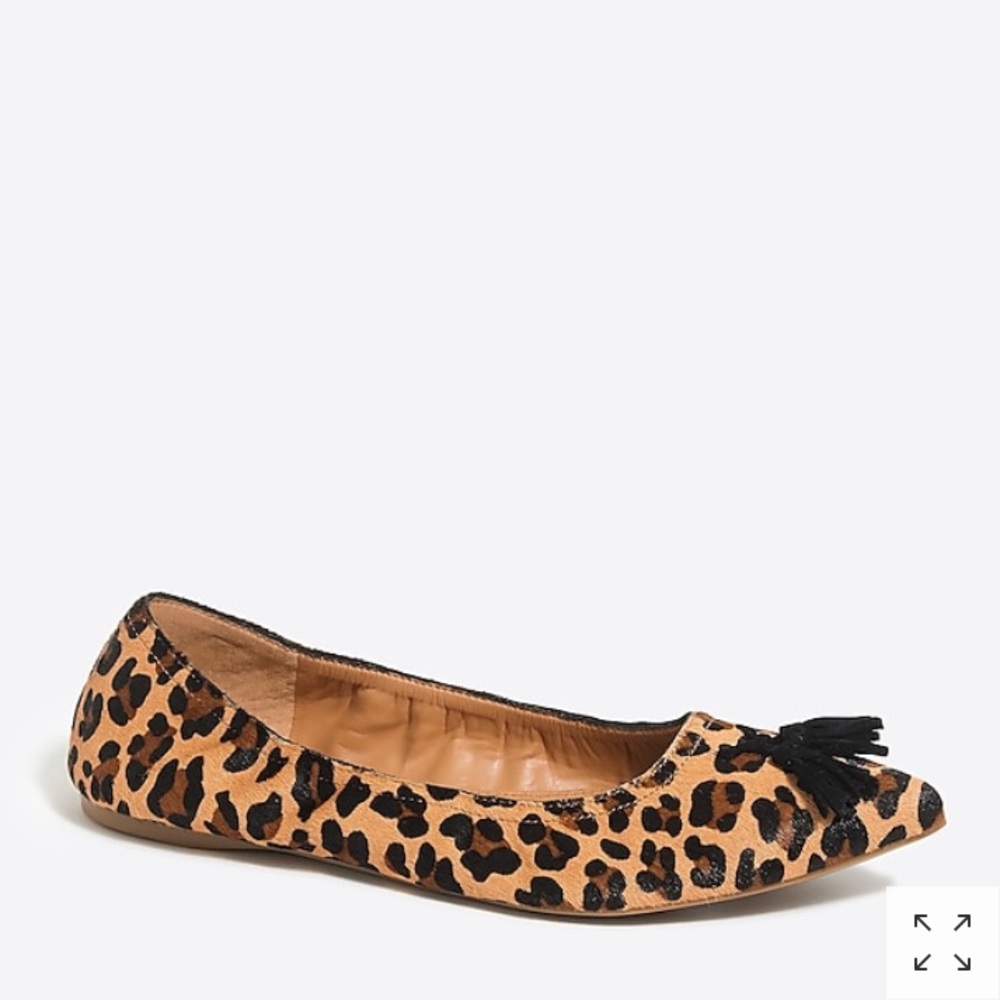 J. Crew Leopard Print Calf Hair Tassel Flats